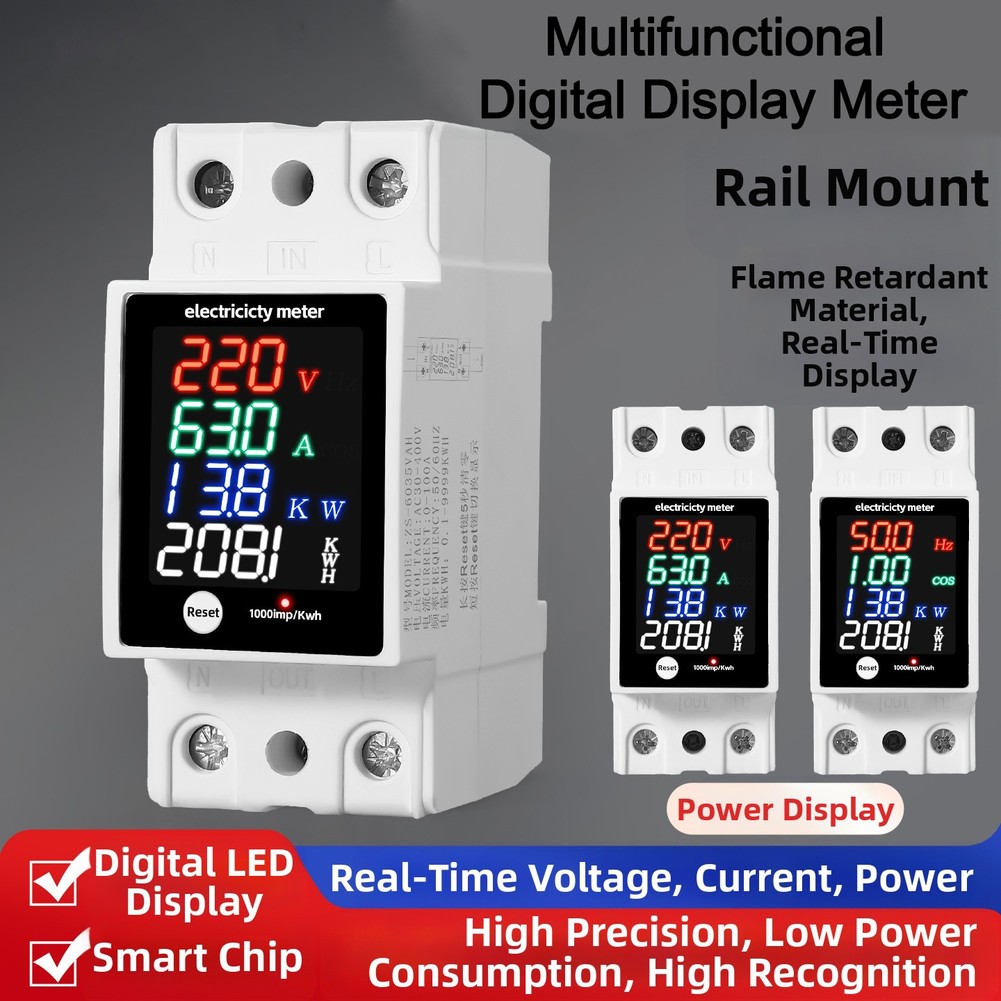 Energy Monitor Meter - Wielofunkcyjny cyfrowy miernik napięcia, prądu, współczynnika